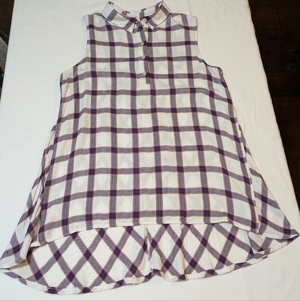 Max Edition Red, White and Blue Plaid Shirt Dress